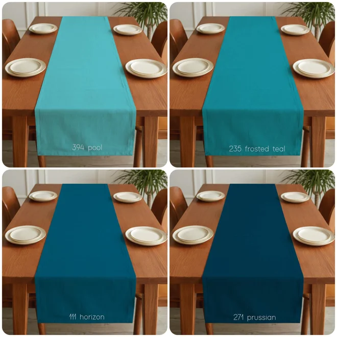 Additional Image for Solid Aqua Teal Blue Cotton Table Runner, Placemats, & Napkins