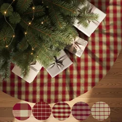 Red & Tan Plaid Tree Skirt: Rustic Farmhouse Christmas