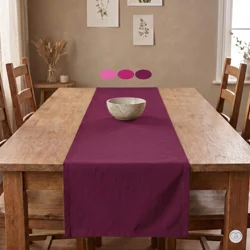 Berry Pink Cotton Table Runner, Placemats, & Napkins