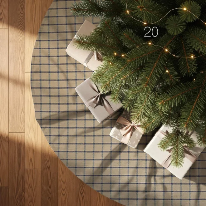 Additional Image for Blue & Tan Plaid Tree Skirt: Rustic Farmhouse Christmas