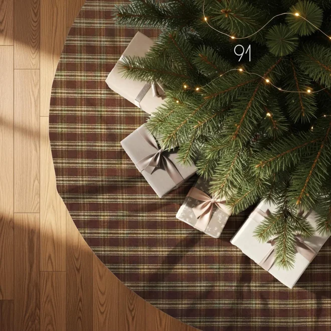 Additional Image for Brown & Tan Plaid Tree Skirt: Rustic Farmhouse Christmas