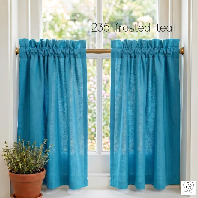Additional Image for Aqua Teal Blue Cotton Cafe Curtains