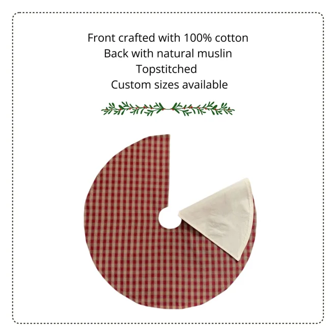 Additional Image for Black & Tan Plaid Tree Skirt: Rustic Farmhouse Christmas