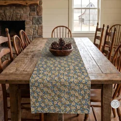 Rustic Blue Cottage Floral Table Runner