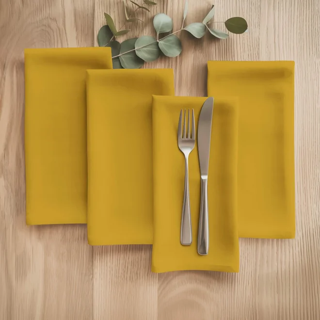 Additional Image for Yellow & Gold Cotton Table Runner, Placemats, and Napkins