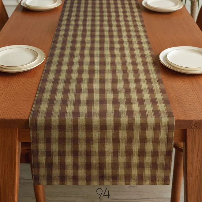 Additional Image for Brown & Tan Plaid Table Runner: Rustic Homespun, Placemats and Napkins