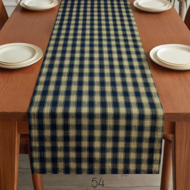 Additional Image for Black & Tan Plaid Table Runner: Primitive Farmhouse Style, Placemats and Napkins