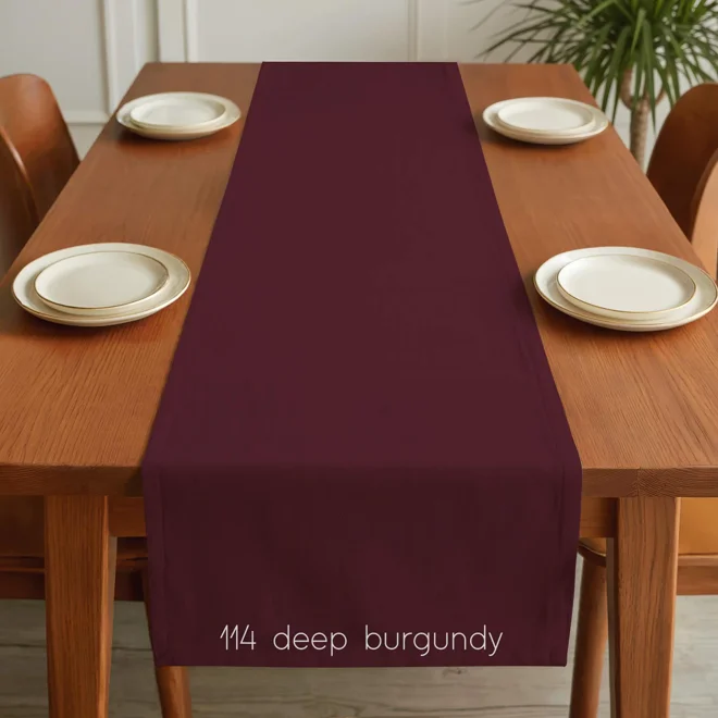 Additional Image for Burgundy Red Cotton Table Runner, Placemat, & Napkins