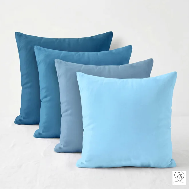 product Image for Blue Cotton Pillow Covers | Euro Shams & Custom Sizes