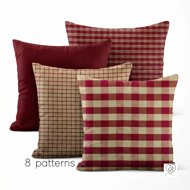 product Image for Red and Tan Plaid Pillow Covers | Euro Shams & Custom Sizes