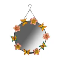 Ornate Round Garden Mirror with B..