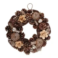 35cm Dried Leaves and Hessian Wre..