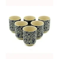 6x Herbal Tea Cup - Blue Pattern