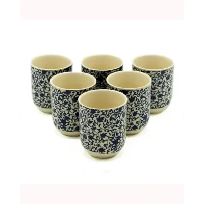 6x Herbal Tea Cup - Blue Pattern