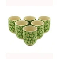 6x Herbal Tea Cup - Green Daisey