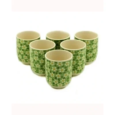 6x Herbal Tea Cup - Green Daisey