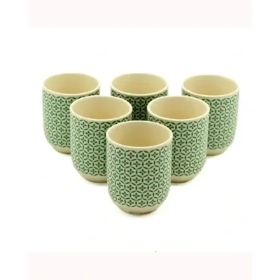 6x Herbal Tea Cup - Green Mosaic