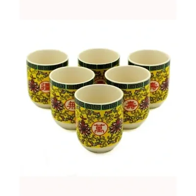 6x Herbal Tea Cup - Long Life Oriental Design