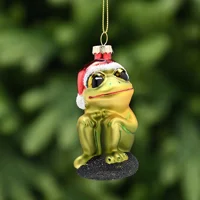 Christmas Frog Glass Hanging Deco..