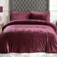 plum Luxury Crushed Velvet Duvet ..