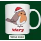 Festive Robin Personalised Christmas Mug