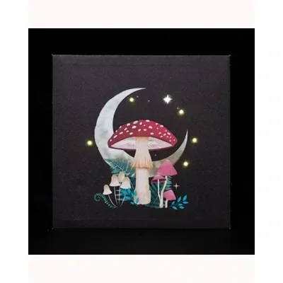 Forest Mushroom Light Up Canvas Plaque