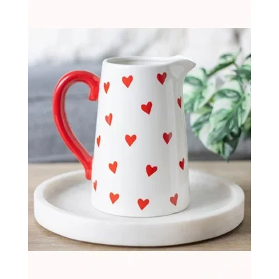 Heart Print Ceramic Flower Jug.