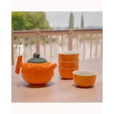 Herbal Orange Teapot Set - Pot & Four Cups