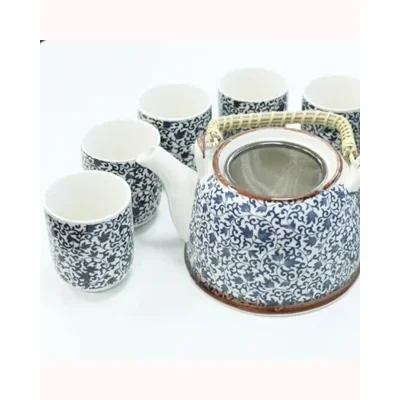 Herbal Teapot Set - Blue Pattern