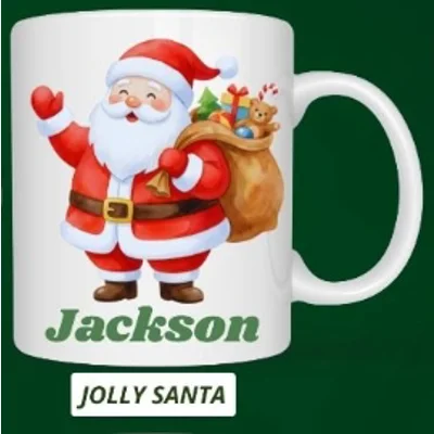 Jolly Santa Personalised Christmas Mug