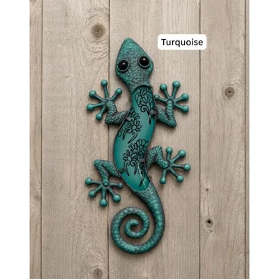 Ornate Gecko Wall Plaque - Turquoise