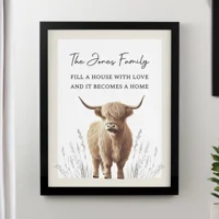 Personalised Highland Cow Black P..