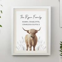 Personalised Highland Cow White P..