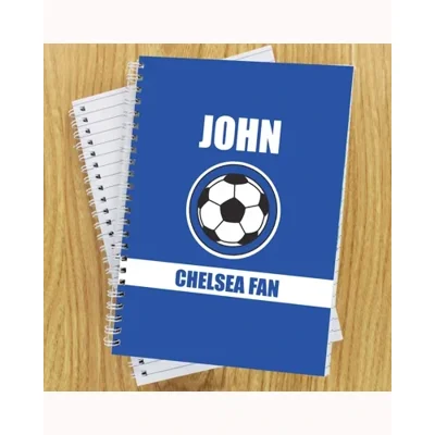 Personalised Dark Blue Football Fan A5 Notebook
