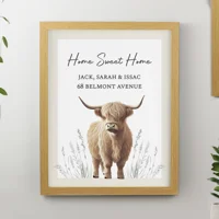 Personalised Highland Cow Oak Pos..