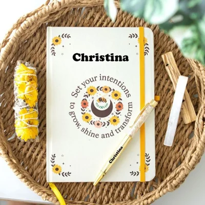 Personalised Radiant Bee Journal with Citrine Pen