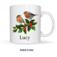 robin scene Personalised Christmas Mug