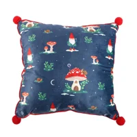 Square Gnome Print Cushion with P..