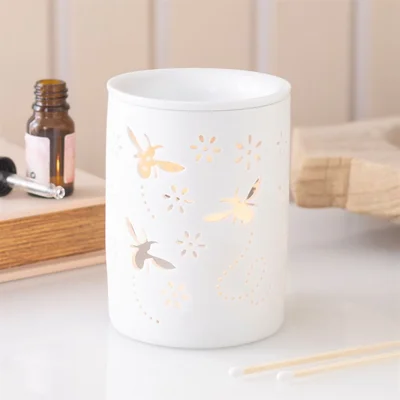 White Bee and Flower Cut Out Oil Burner and Wax Warmer