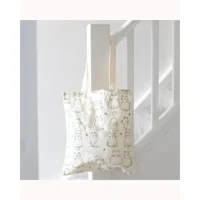White Cat Print Polycotton Tote Bag