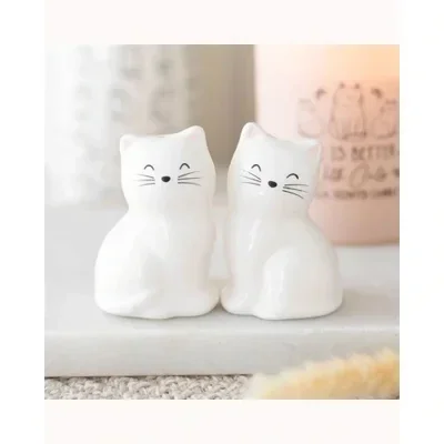 White Cat Shaped Salt and Pepper Shakers