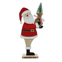 Wooden Red Santa with Hessian Tree