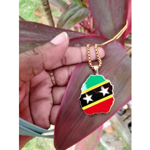Gold Nevis Flag and Map Pendant