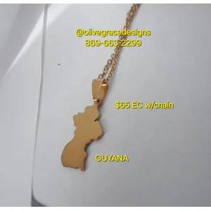 Guyana Map Pendant w/chain