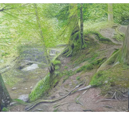 Aqueduct - Original Oil Landscape Painting on Wood