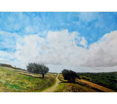 Country Path - Original Oil Landscape Painting on Paper