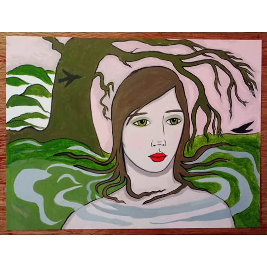 Forest Mist - Original Oil Surreal Portrait Painting on Artboard