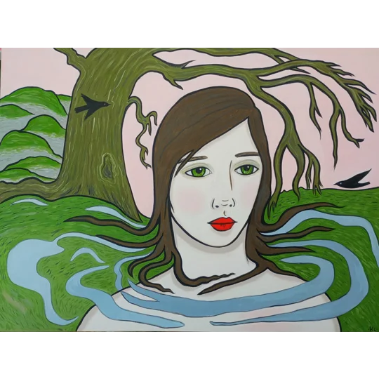 Forest Mist - Original Oil Surreal Portrait Painting on Artboard