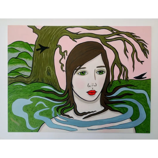 Forest Mist - Original Oil Surreal Portrait Painting on Artboard