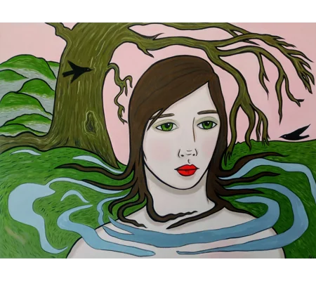Forest Mist - Original Oil Surreal Portrait Painting on Artboard